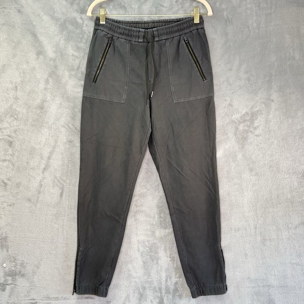 Athleta‎ Joggers Women's 2 Gray Cotton Pants Zip Pockets Ankle Drawstring
